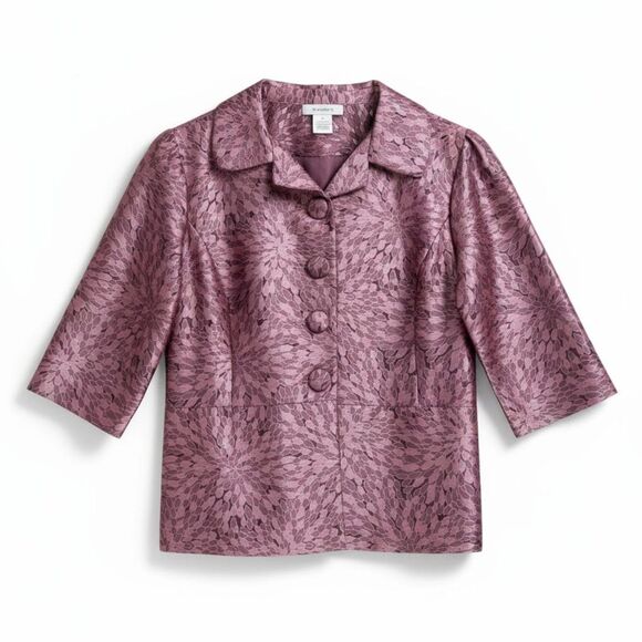 VTG 90s Dressbarn Pink Metallic Teardrop Jacquard Dress Jacket Blazer Sz S - Picture 10 of 13